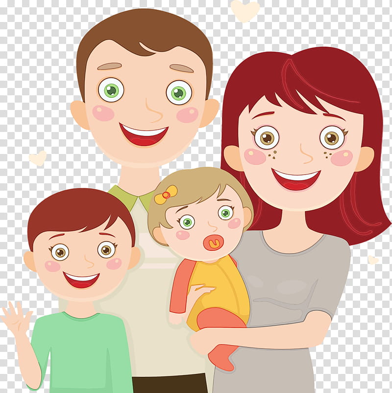 cartoon people cheek head child, Family Day, Happy Family Day, International Family Day, Watercolor, Paint, Wet Ink, Cartoon transparent background PNG clipart