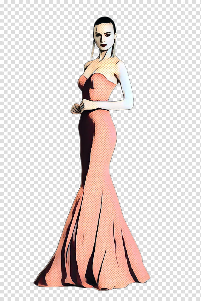 Fashion sketch of model dresses stylish long Vector Image