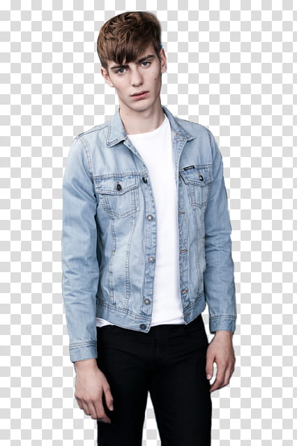 Male Models, man wearing blue denim jacket art transparent background PNG clipart