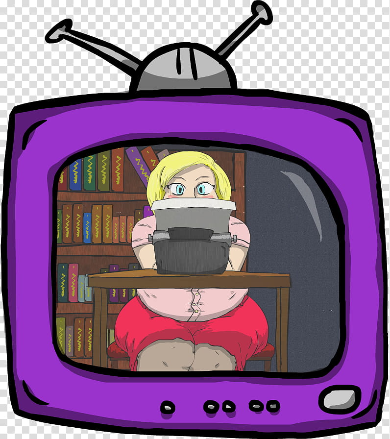 Get it It like that song, purple CRT TV illustration showing yellow-haired female cartoon character transparent background PNG clipart
