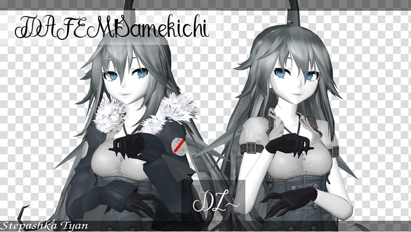 (MMD WATGBS) FEM!Samekichi (test model + DL), gray haired female anime characters transparent background PNG clipart