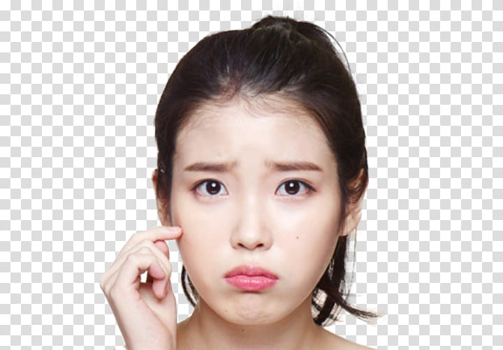 IU, woman's black hair transparent background PNG clipart