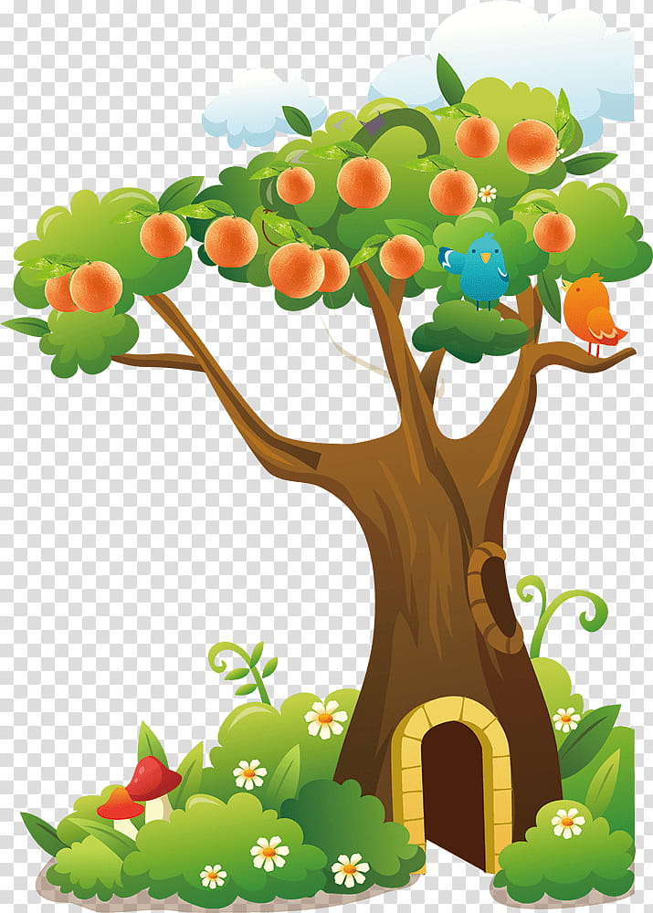 Fruit Tree, Cartoon, Painting, Chemical Element, Flowerpot, Food, Play, Houseplant transparent background PNG clipart
