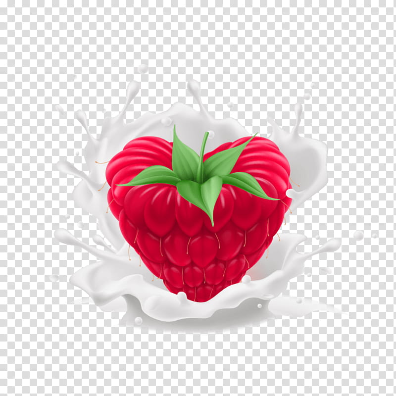 Cartoon Heart, Milk, Yoghurt, Fruit, Strawberry, Raspberry, Strawberries, Still Life transparent background PNG clipart