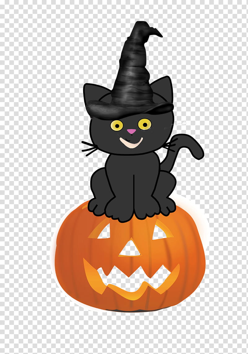 Free Halloween shop Brushes Plus Cutouts, cat standing on pumpkin transparent background PNG clipart