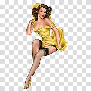 pin up girls , woman wearing yellow dress illustration transparent background PNG clipart