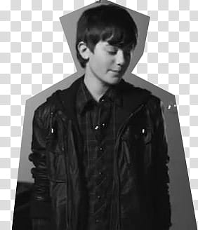 grayscale of man wearing leather jacket transparent background PNG clipart