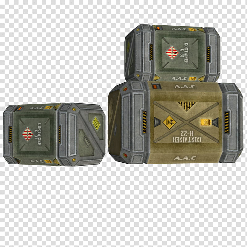 TWD Sci Fi Crates Stacked, gray and green military crates transparent background PNG clipart