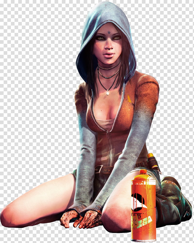 DmC Devil May Cry RENDER , sitting woman beside spray can illustration transparent background PNG clipart