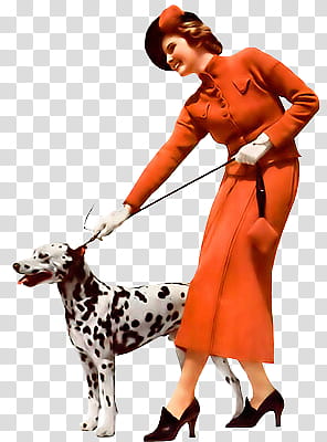 Retro Vintage Woman s, woman holding Dalmatian transparent background PNG clipart