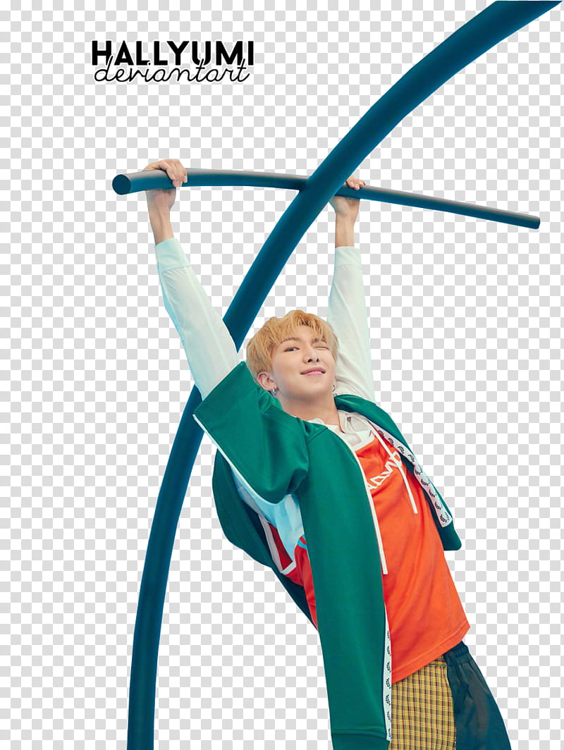 BTS Love Yourself Answer F Ver, man hanging on pole transparent background PNG clipart
