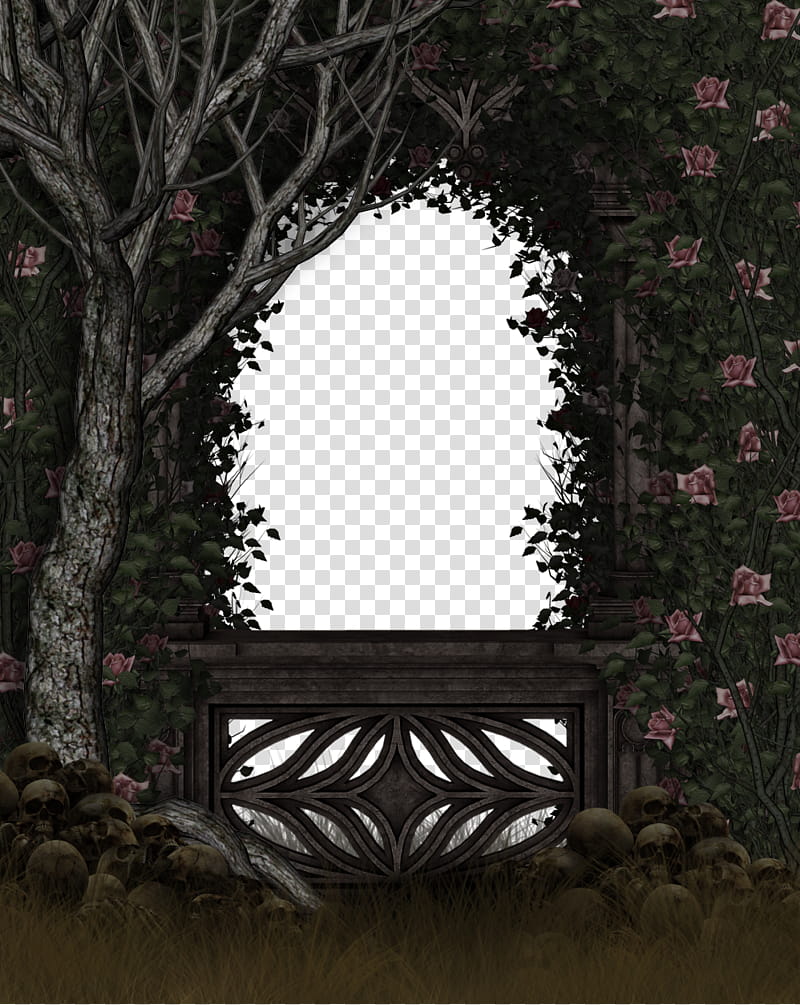 goth roses , arch shape garden balcony transparent background PNG clipart