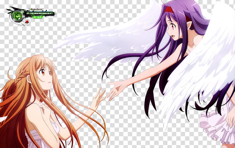 Sword Art Online Konno Yuuki Asuna Parting, purple haired woman with white wings anime character illustration transparent background PNG clipart