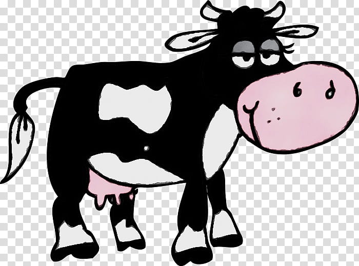 Hereford cattle Taurine cattle Cartoon Holstein Friesian cattle Dairy cattle, Watercolor, Paint, Wet Ink, Drawing, Animation, Bovine, Dairy Cow transparent background PNG clipart