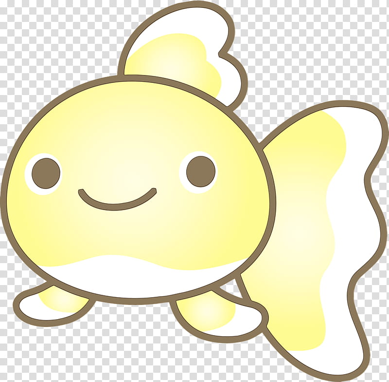 Emoticon, Baby Goldfish, Watercolor, Paint, Wet Ink, Cartoon, Yellow, White transparent background PNG clipart