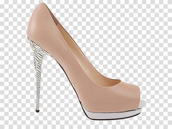 , unpaired women's beige and white peep-toe stiletto transparent background PNG clipart