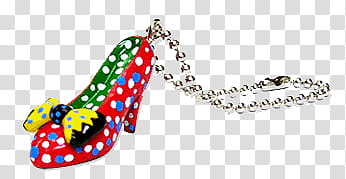 magcut, red and multicolored polka-dot heeled shoe keychain transparent background PNG clipart