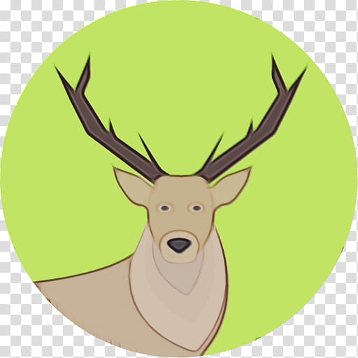 Reindeer, Watercolor, Paint, Wet Ink, Green, Head, Antler, Elk transparent background PNG clipart