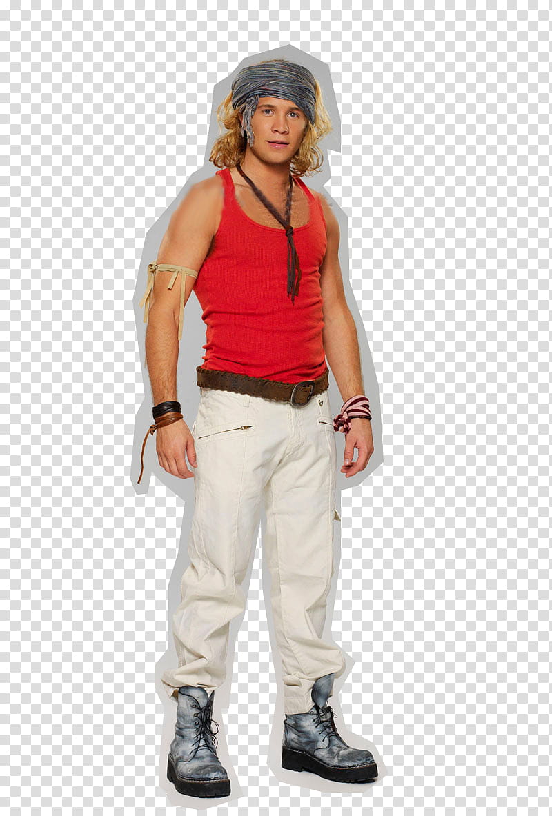 Teen Angels , man wearing pink tank top and white pants transparent background PNG clipart