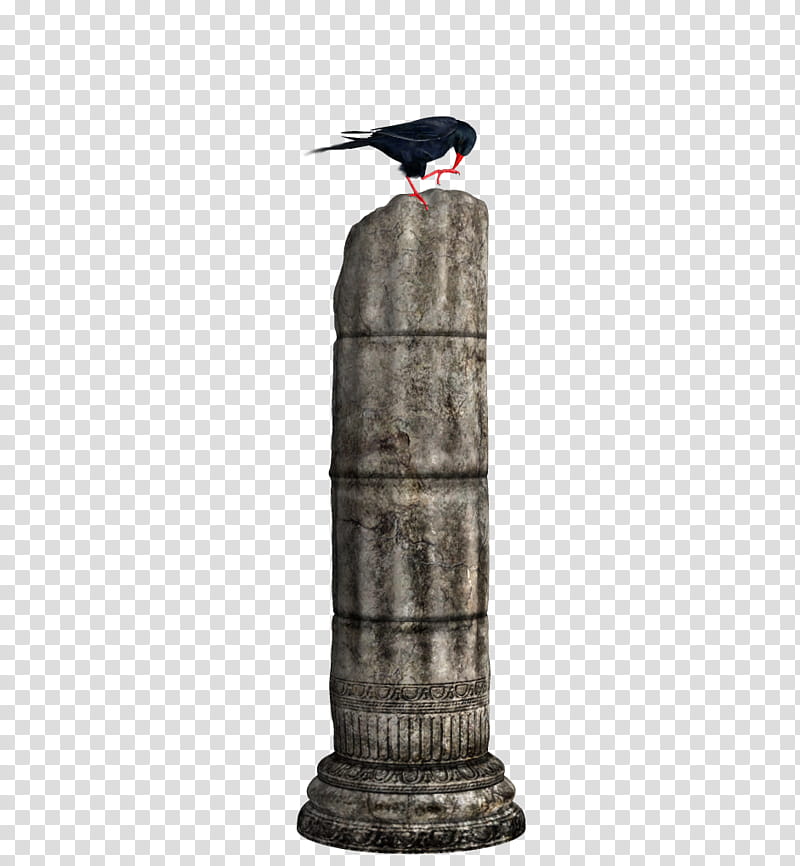 TWD Crows and ruins, black crow on gray pillar transparent background PNG clipart