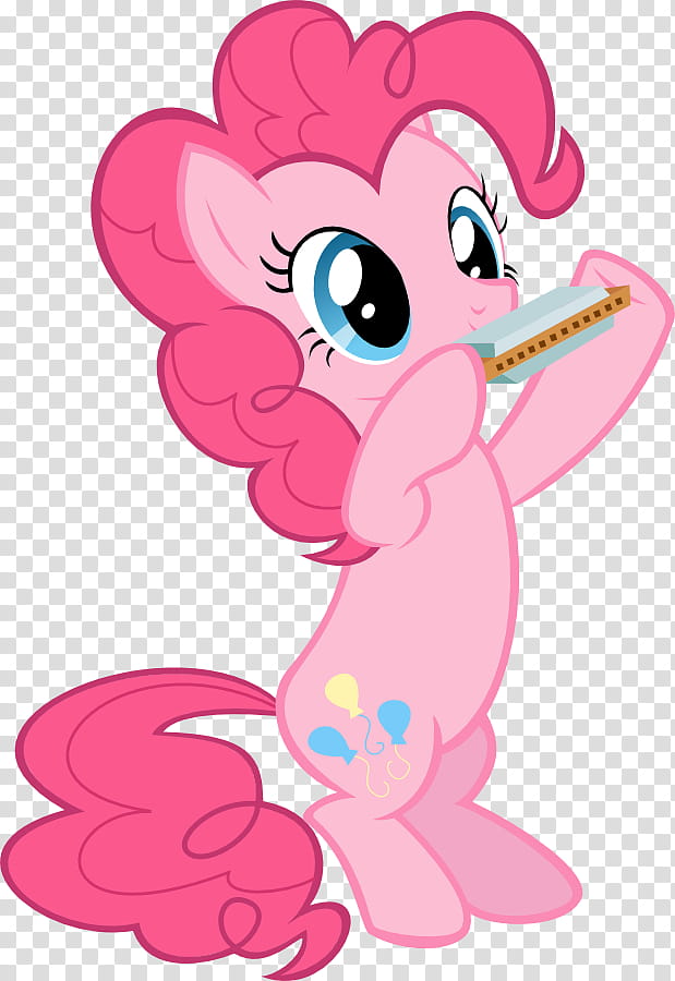 Pinkie Pie harmonica, eyes open, My Little Pony Pinky holding harmonica transparent background PNG clipart