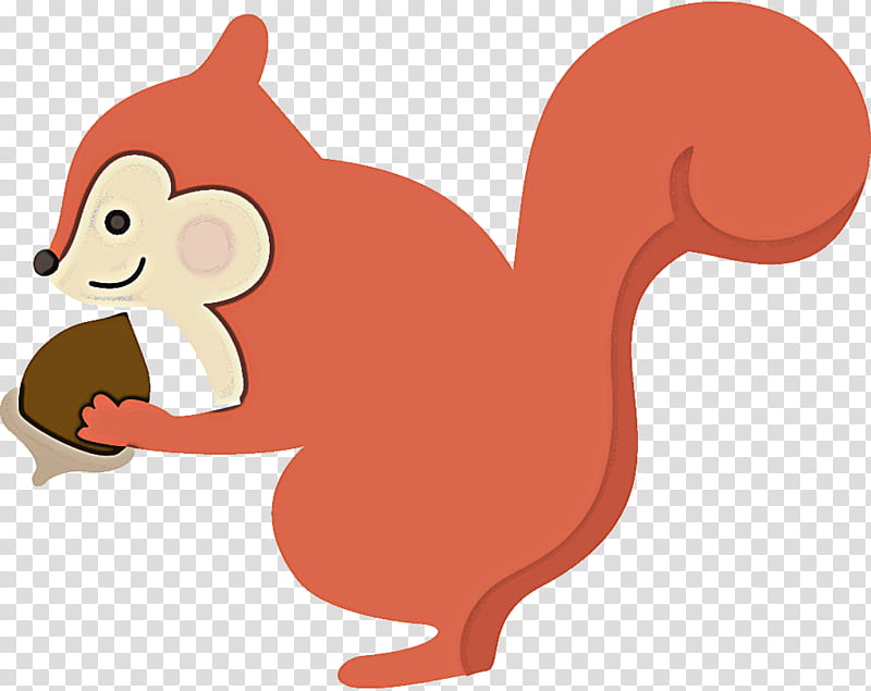Squirrel autumn acorn, Cartoon, Tail, Ferret, Animal Figure, Eurasian Red Squirrel transparent background PNG clipart