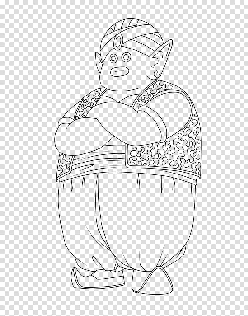 Mr. Popo, black line art drawing of a Dragonball character transparent ...
