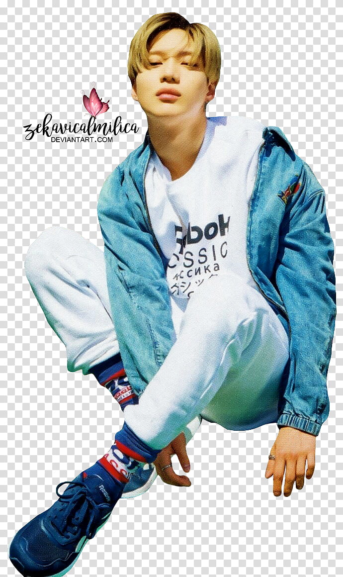 SHINee Taemin Reebok x Dazed, man in blue zip-up jacket sitting on ground transparent background PNG clipart