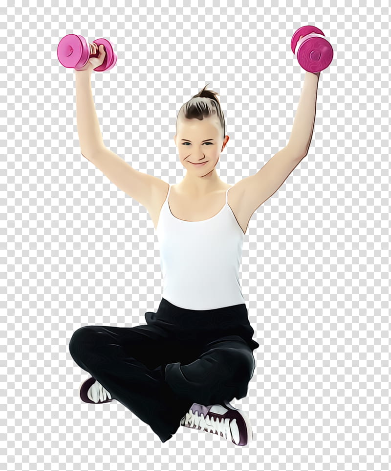 exercise equipment arm weights shoulder dumbbell, Watercolor, Paint, Wet Ink, Leg, Ball Rhythmic Gymnastics, Joint, Pink transparent background PNG clipart