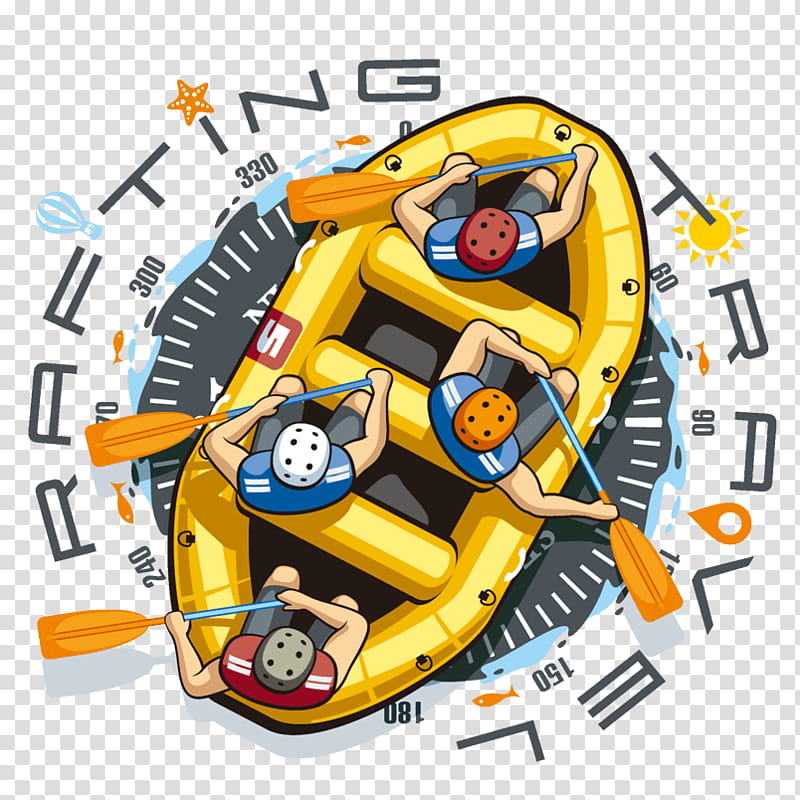 Rafting Yellow, Whitewater, Paddle, Cartoon, Games, Inflatable transparent background PNG clipart