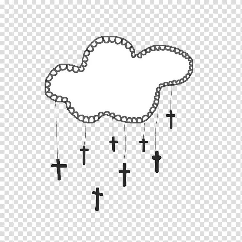 Rad s, cloud-shaped white with hanging cross transparent background PNG clipart