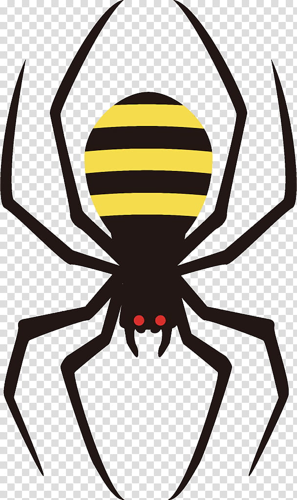 spider halloween, Halloween , Black, Yellow, Widow Spider, Insect, Line, Arachnid transparent background PNG clipart
