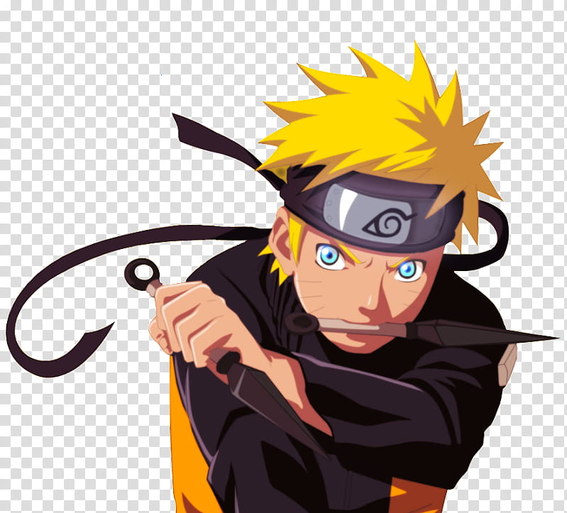 render Naruto, Naruto Uzumaki with shuriken on mouth and hands transparent background PNG clipart