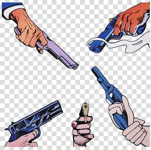 Rad , five hands holding guns transparent background PNG clipart