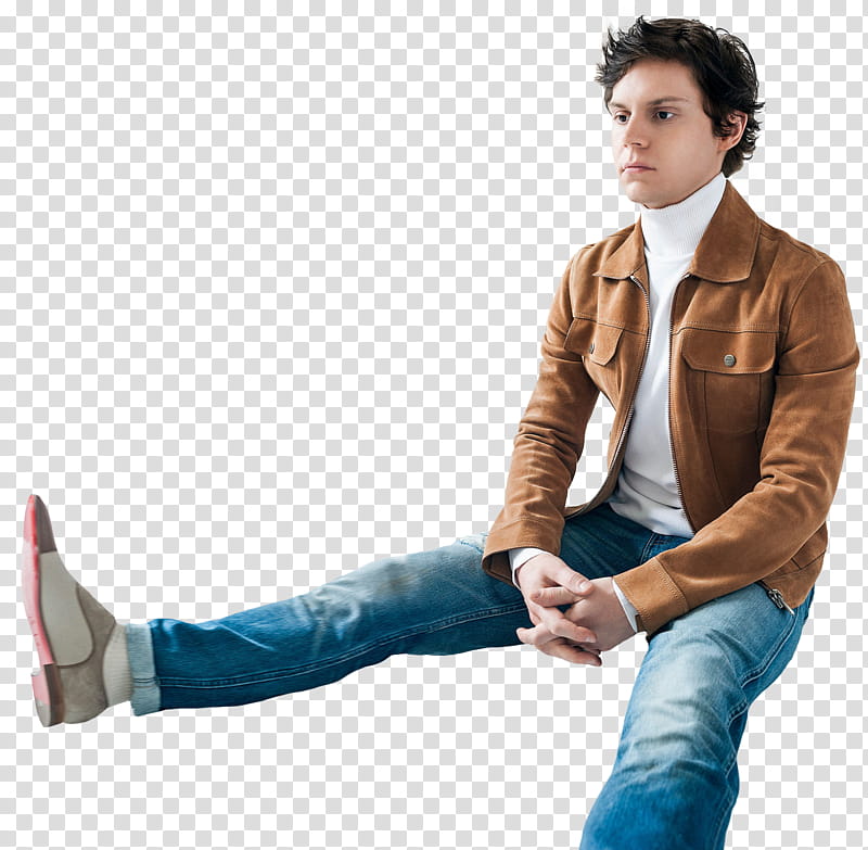 Evan Peters , man wearing brown blazer transparent background PNG clipart