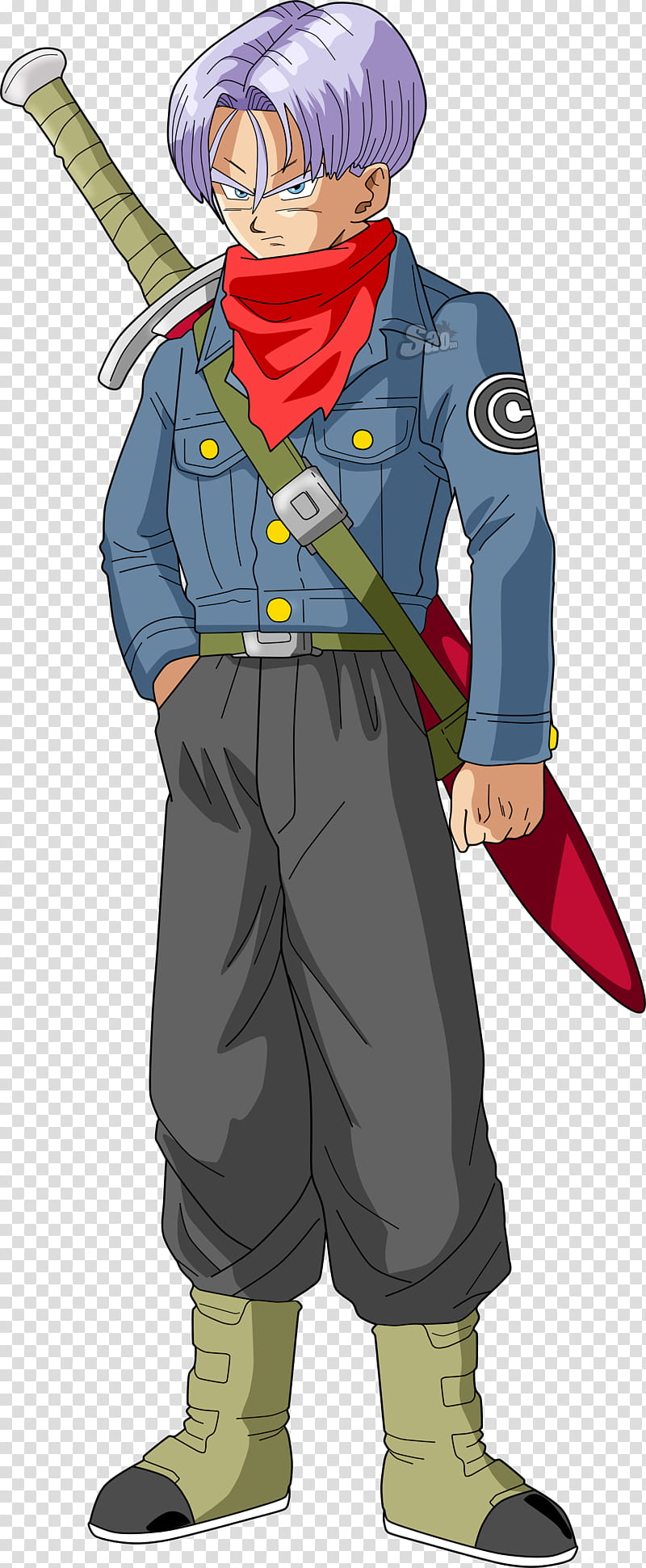Mirai Trunks DBS, Dragon Ball Z Future Trunks with right hand in his pocket illustration transparent background PNG clipart