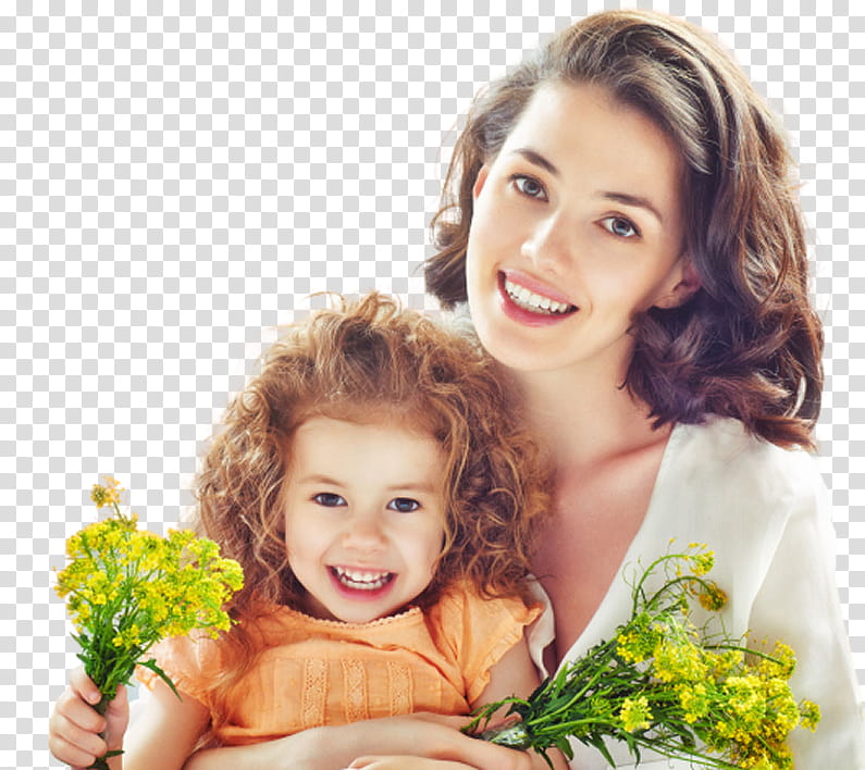 Flowers, Child, Mother, Girl, Daughter, Smile, Happy, Plant transparent background PNG clipart