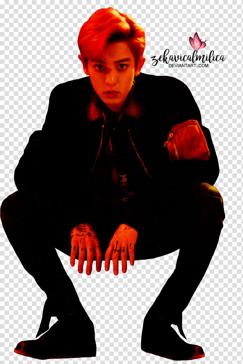 EXO Chanyeol LOTTO, man sitting in chair transparent background PNG clipart