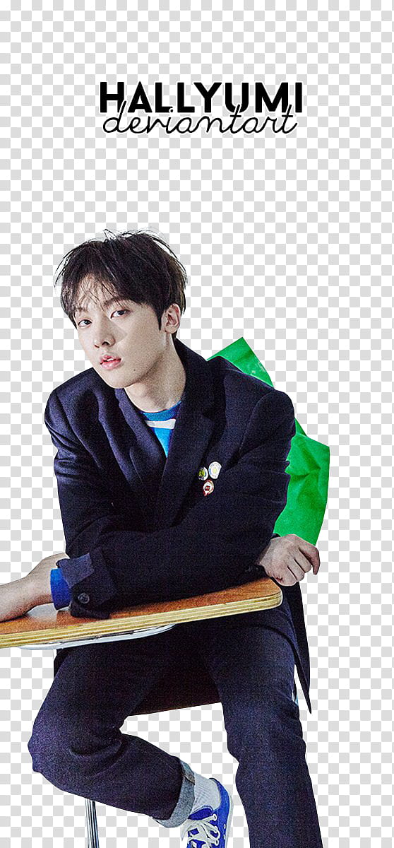 ASTRO th Mini Album Dream Part , Hallyumi member wearing black blazer while sitting on writing chair transparent background PNG clipart