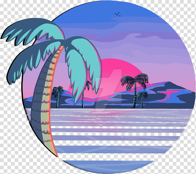 Vaporwave Palm Tree Aesthetics Purple Sky Pink Plate Horizon