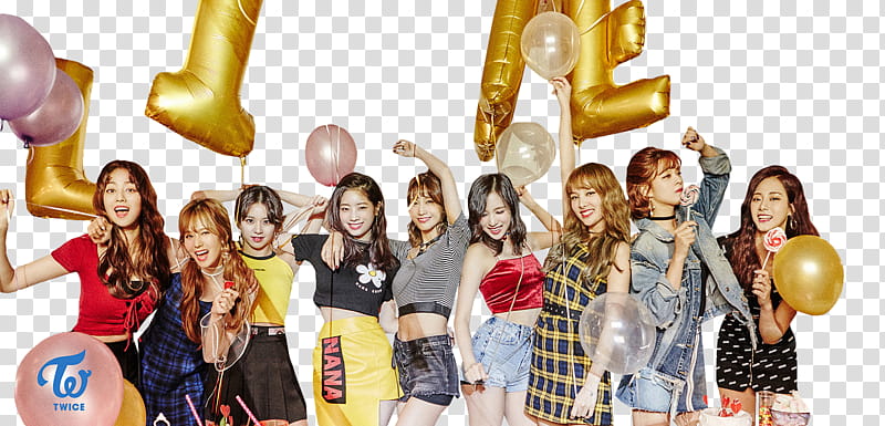 Twice LIKEY, TWICE group holding balloons transparent background PNG clipart