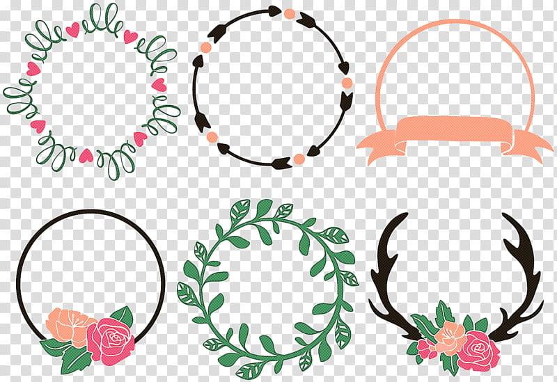 Floral Leaf, Monogram, Floral Design, Silhouette, Framing, Svg, Pink, Circle transparent background PNG clipart