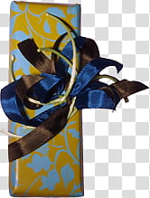 Gift, brown and blue ribbons transparent background PNG clipart