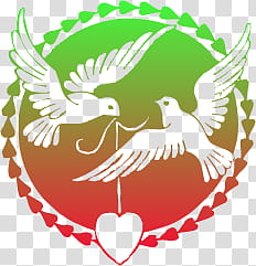 green, red, and white birds carrying heart on string icon transparent background PNG clipart