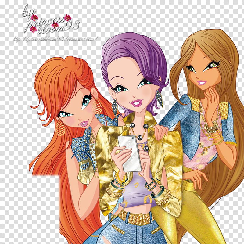 World of Winx Tecna Flora and Bloom transparent background PNG clipart