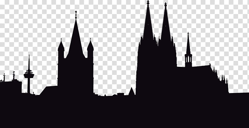 City Skyline Silhouette, Cologne Cathedral, Drawing, Building, Architecture, Steeple, Landmark, White transparent background PNG clipart