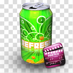 Mega, refresh beverage can illustration transparent background PNG clipart