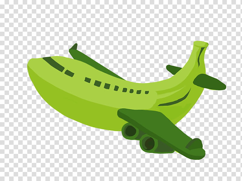 Banana, Airplane, Fruit, Green, Plant, Vehicle, Airline transparent background PNG clipart