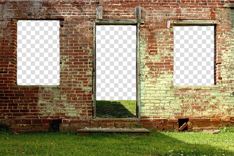 Abandoned Building  Window Doors, brick wall transparent background PNG clipart