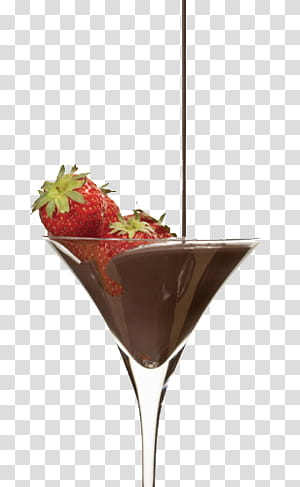 So Yummy S, clear martini glass filled with chocolate syrup and strawberry transparent background PNG clipart